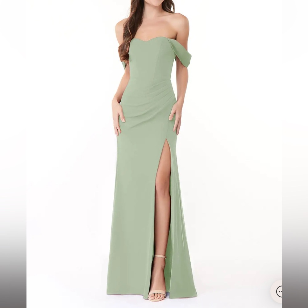 Off the Shoulder Dusty Sage Green Dress
